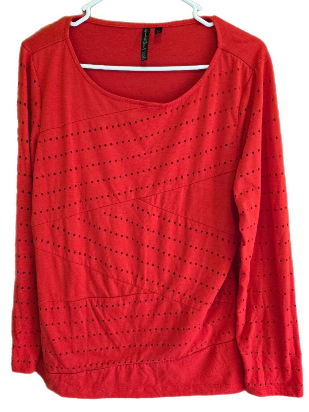 Allie & Rob Brand Women's XL Bright Red Long-Sleeve Layered Top